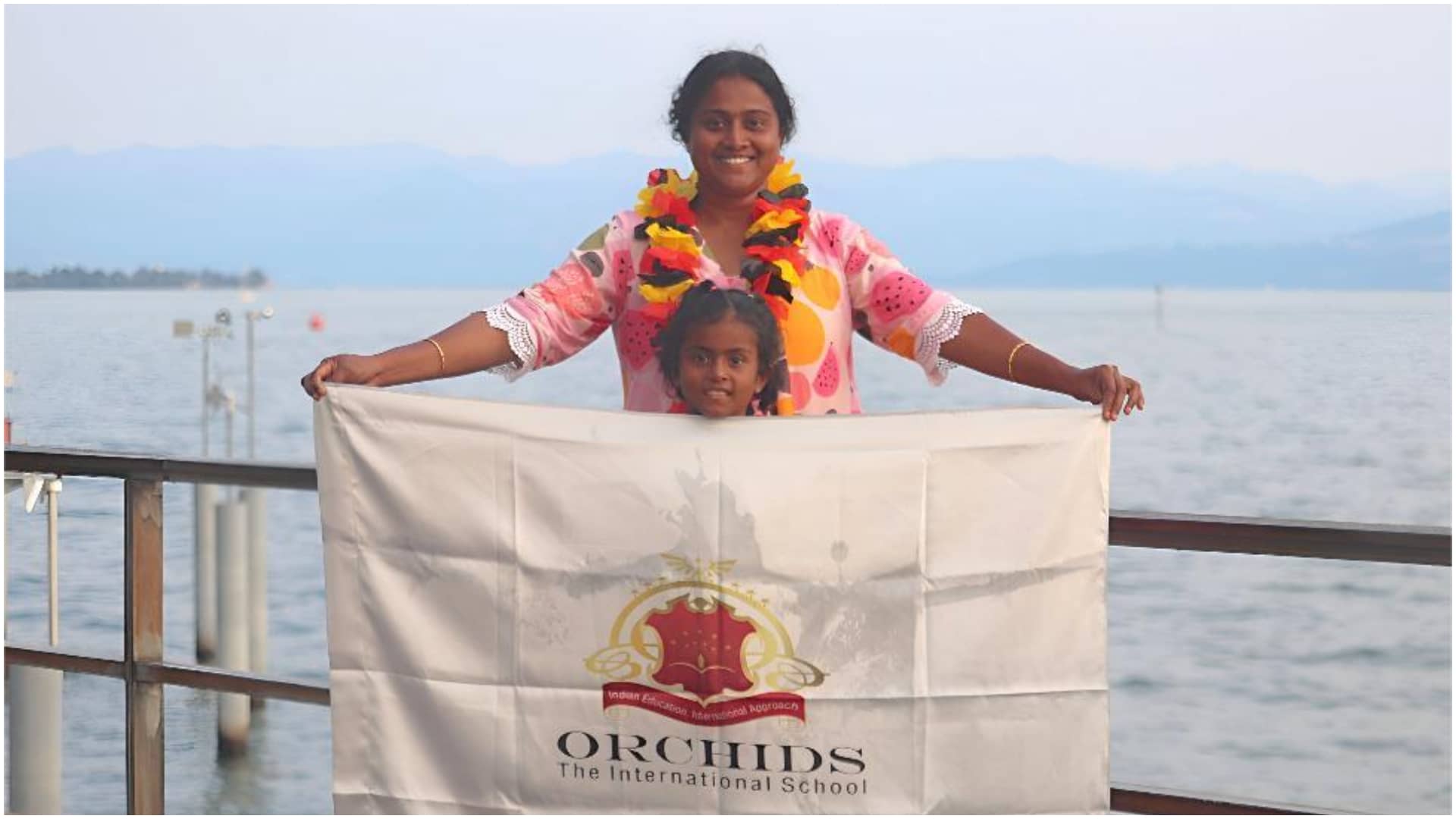 Six-year-old Maanam Nagasai Aashritha swims across Lake Constance, Germany