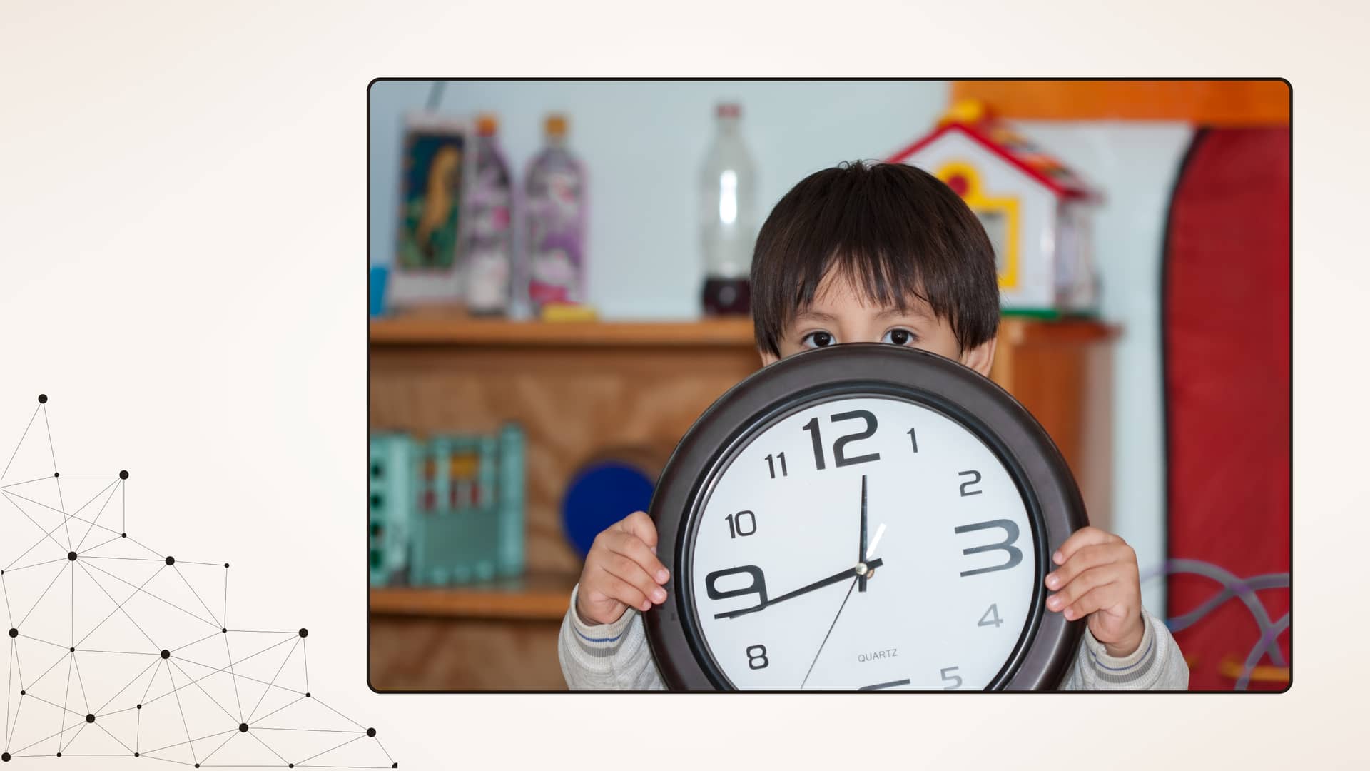 Young student holding a clock symbolising time management and punctuality