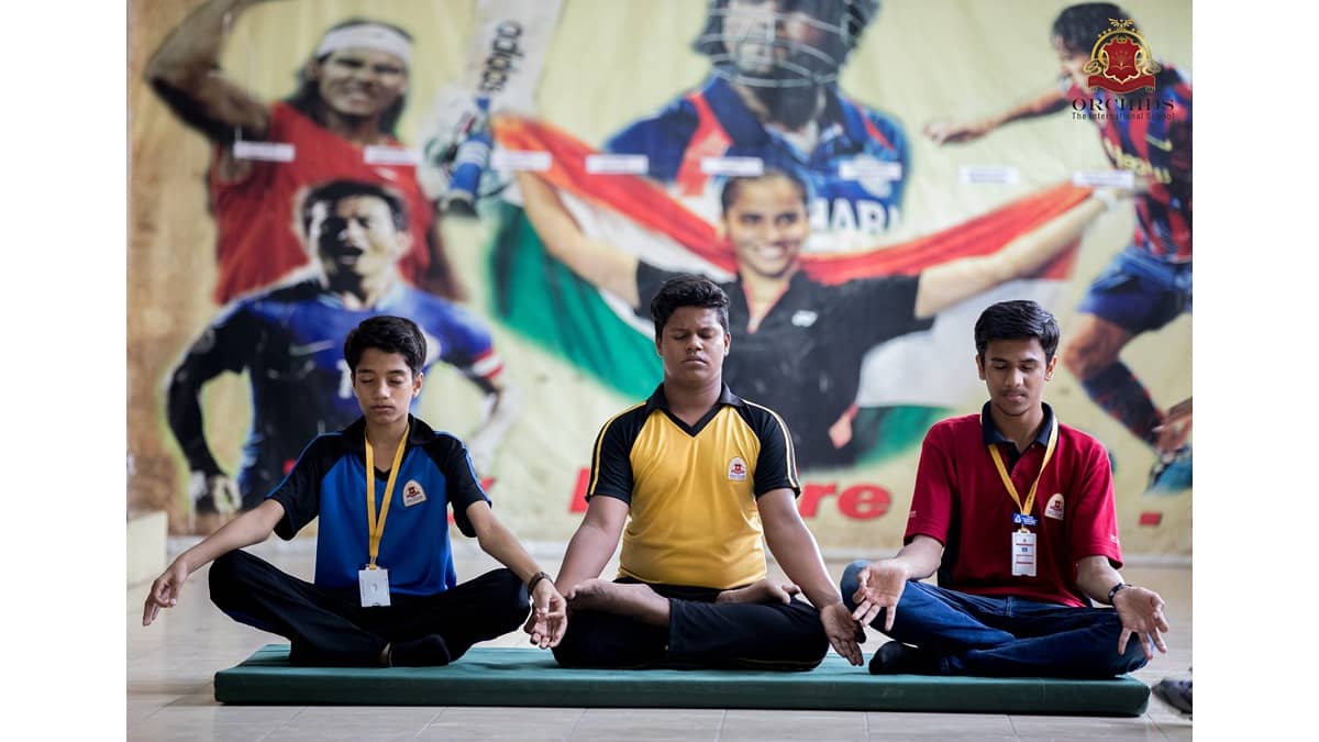 " Students doing Yoga "