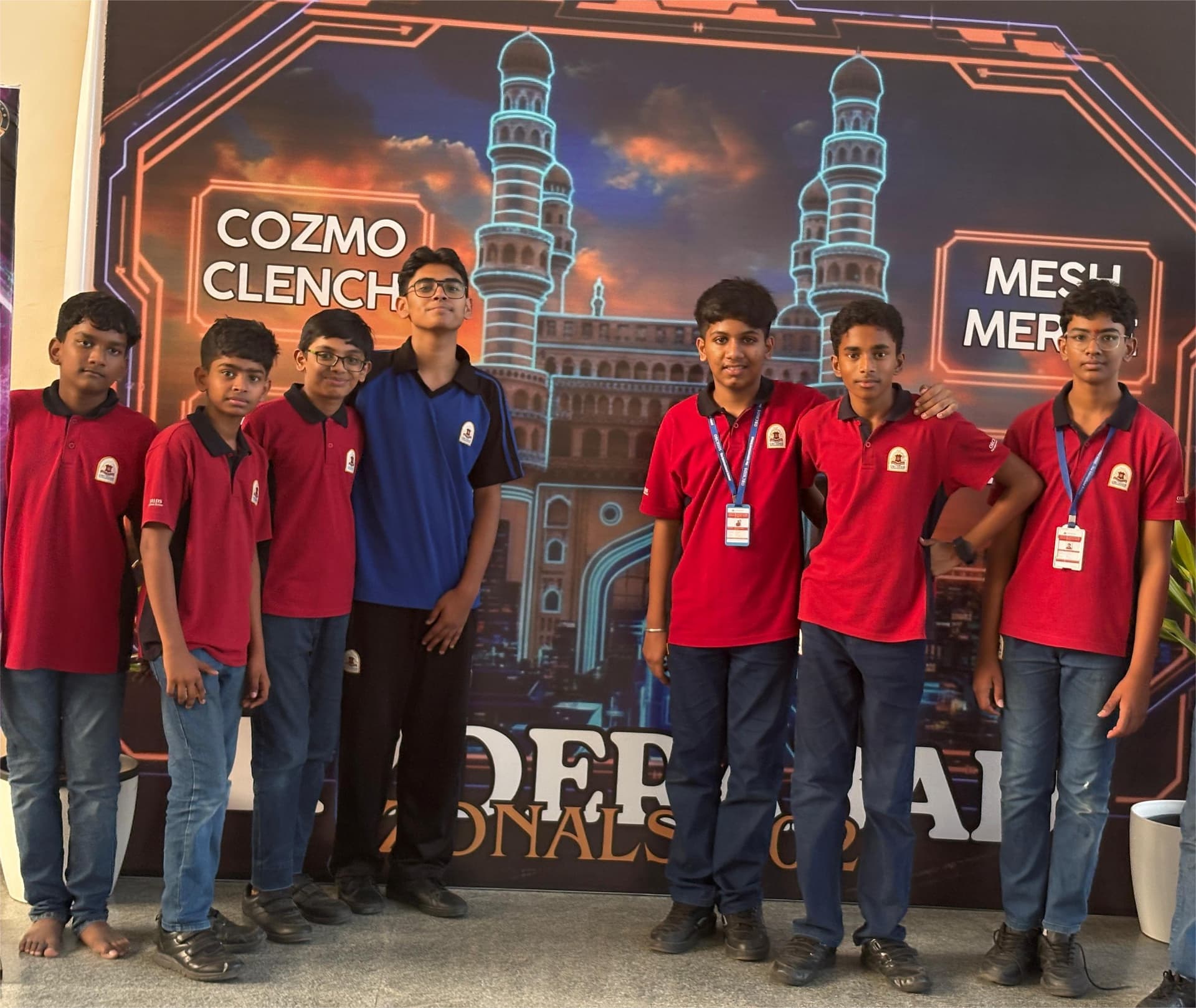 Students posing together at the Techfest, a national level science and technology competition