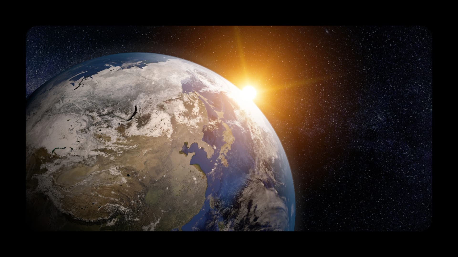 Illustration showing Earth rotating on its axis with sunlight creating day on one side and night on the other.