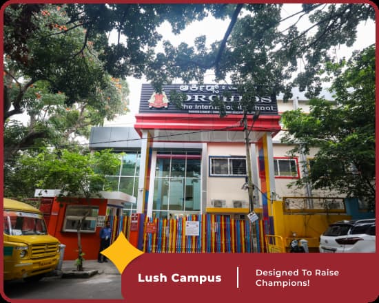 Lush campus of Orchids Rajajinagar, a leading cbse school in Bangalore, featuring modern facilities.