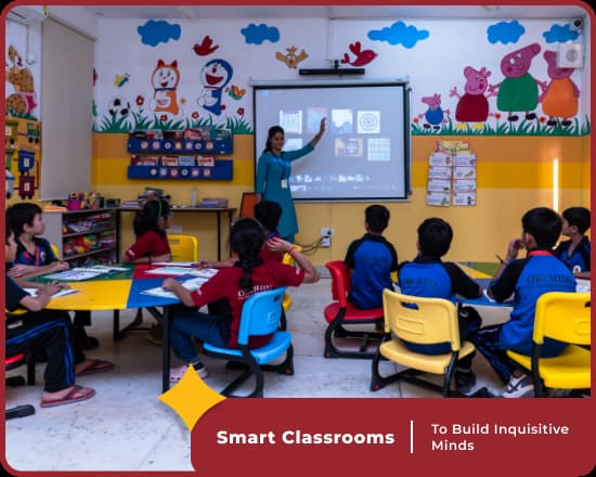 Smart classrooms at Orchids Dwarka Sector-19, a top school in Delhi, enhance student engagement.