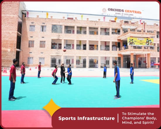 Comprehensive sports facilities at Orchids Saran Nagar, a top school in Jodhpur, enhance athletic skills.