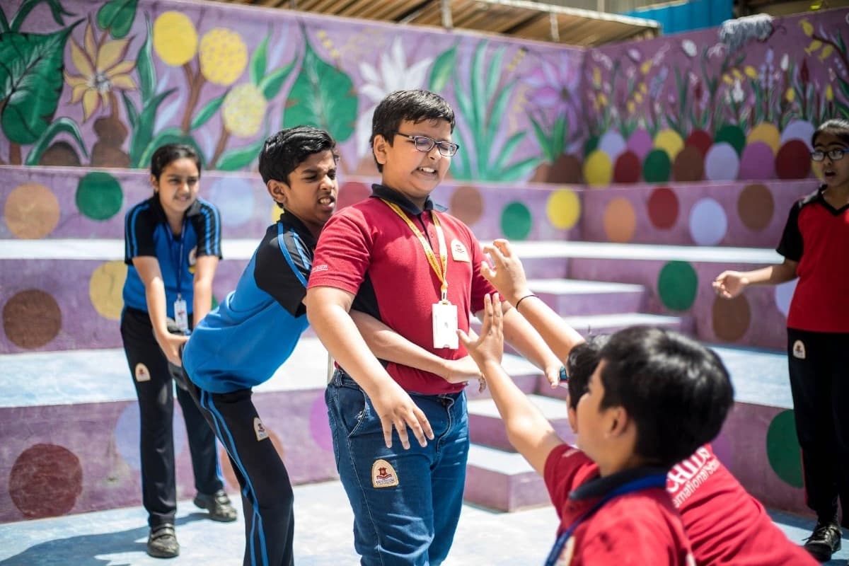 Students performing in theatre lab, Orchids International School