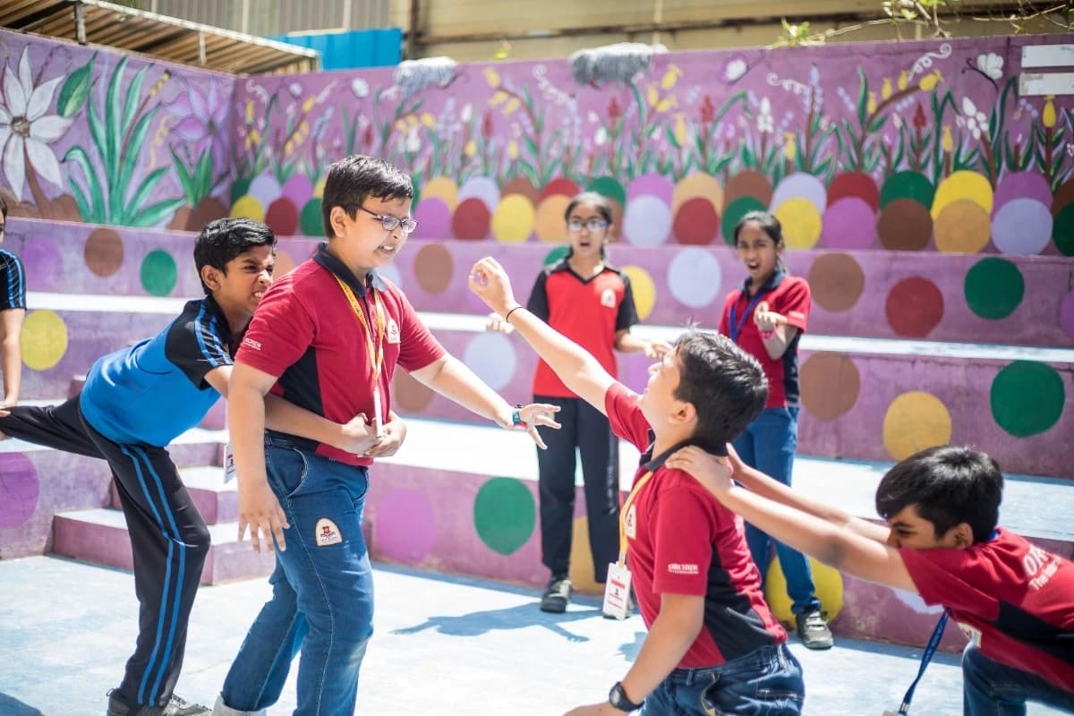 Teacher teaching Theatre basics, Orchids international school, Top acting school in India