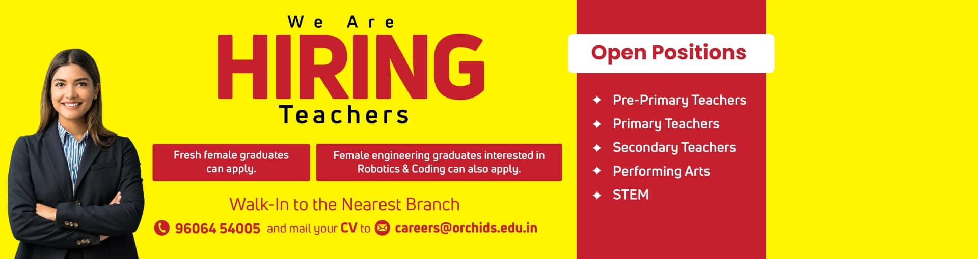 We're Hiring Teachers — Orchids International School