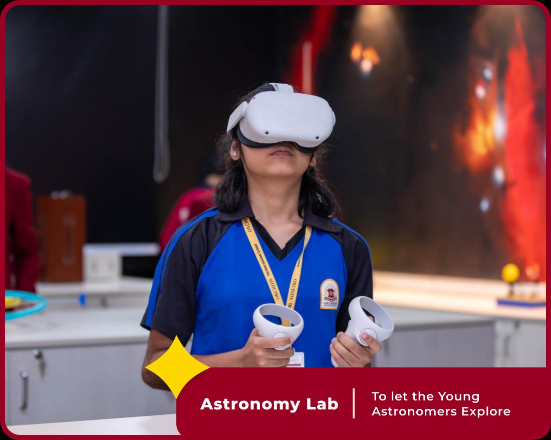 Students studying space science at Orchids International School, one of the top 10 CBSE schools.