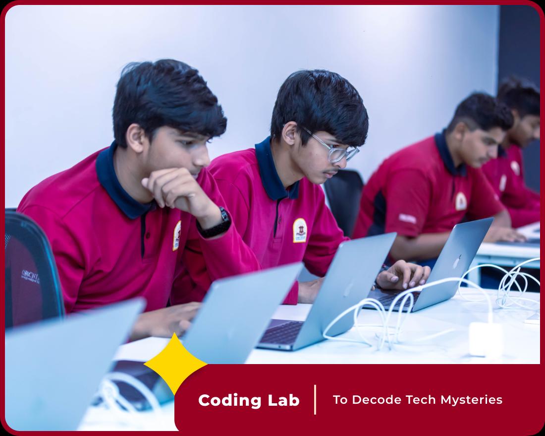 Students coding at Orchids International School, recognized as the best CBSE school.
