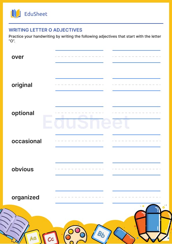 Practice writing : Using Adjectives letter "L"