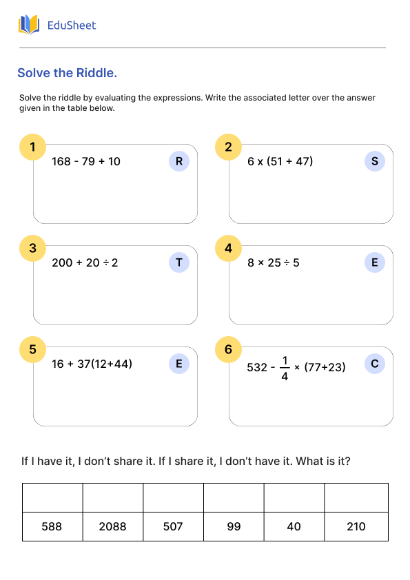 Solve the Riddle Part 1