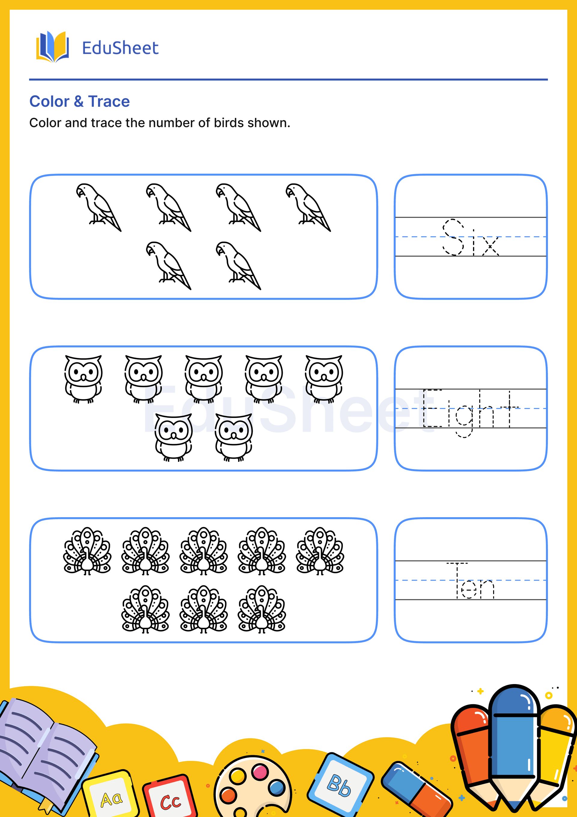 Color Birds and Trace Words 14