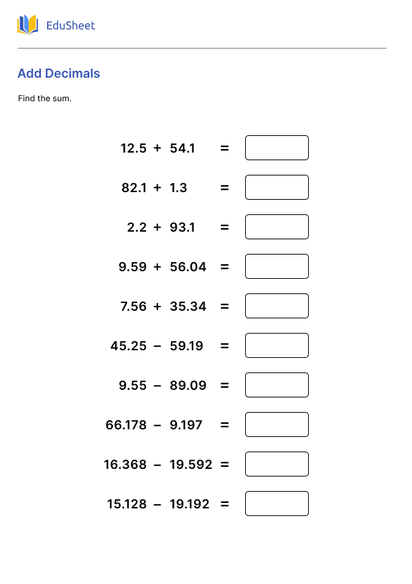 Subtract Decimals
