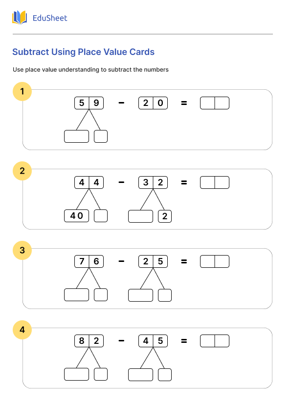 Subtract Using Place Value Cards
