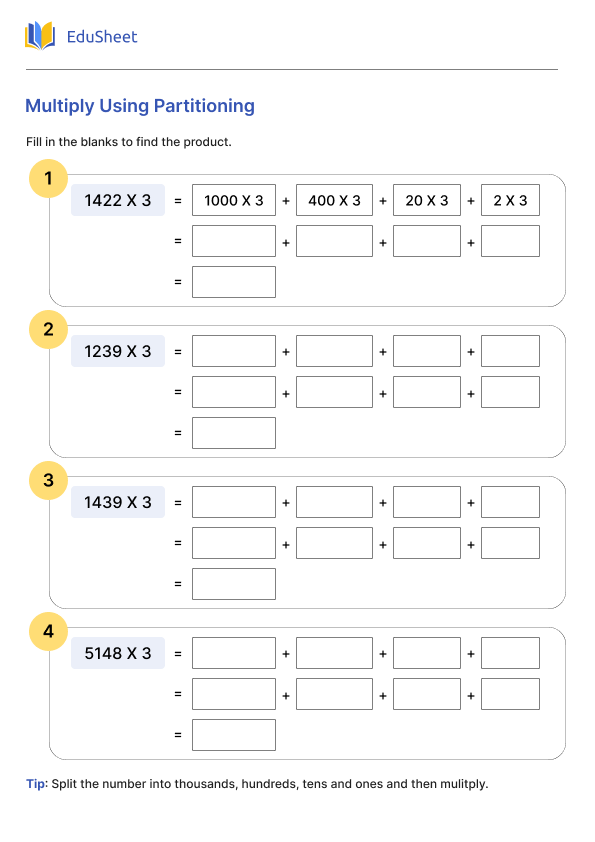Multiply Using Partitioning
