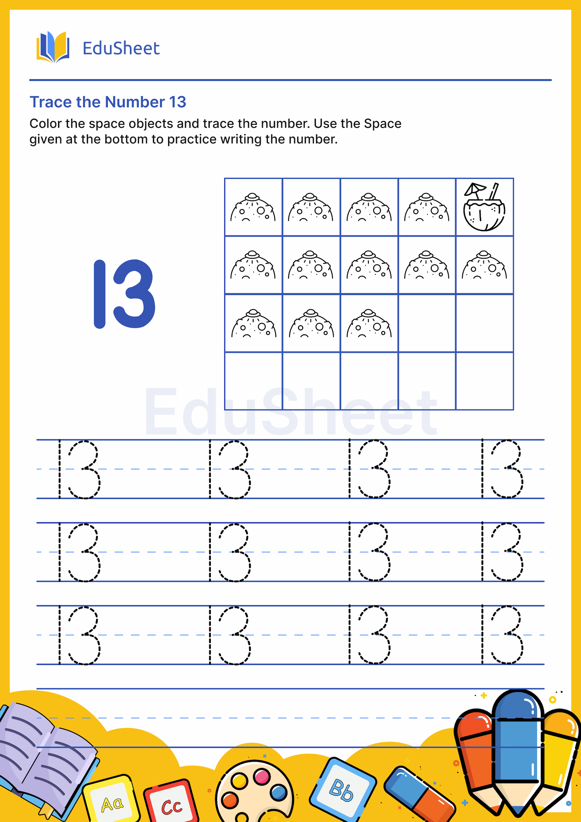 Trace the Number of Space objects 13
