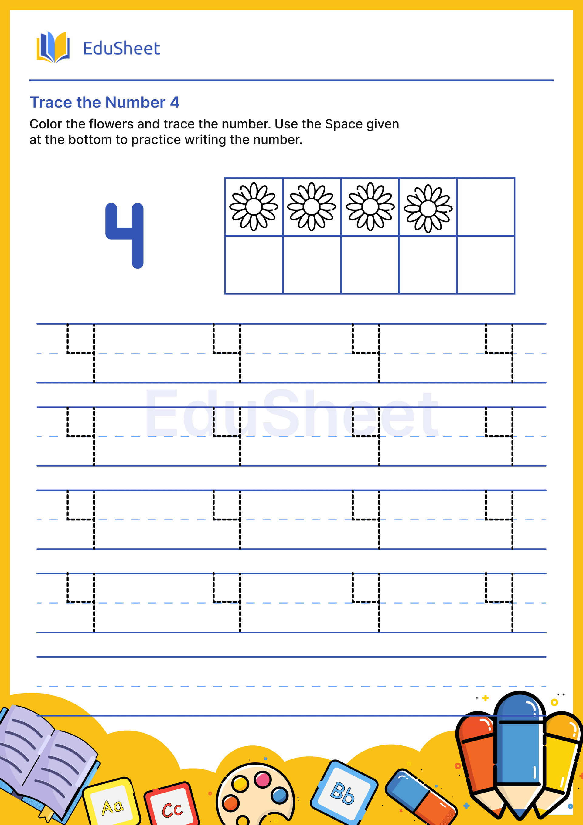 Trace the Number of Flowers 4