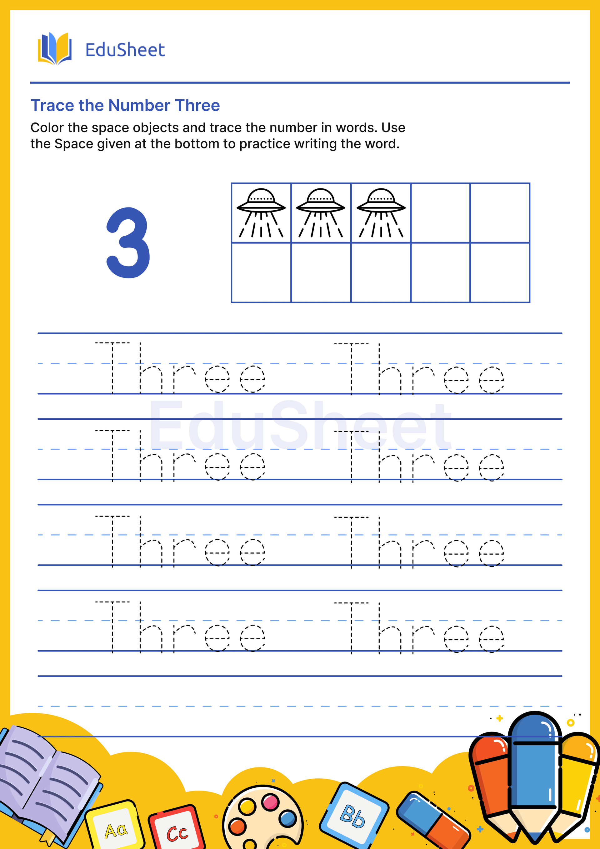 Trace space objects Numbers in Word "Three" Trace space objects Numbers in Word "Three"
