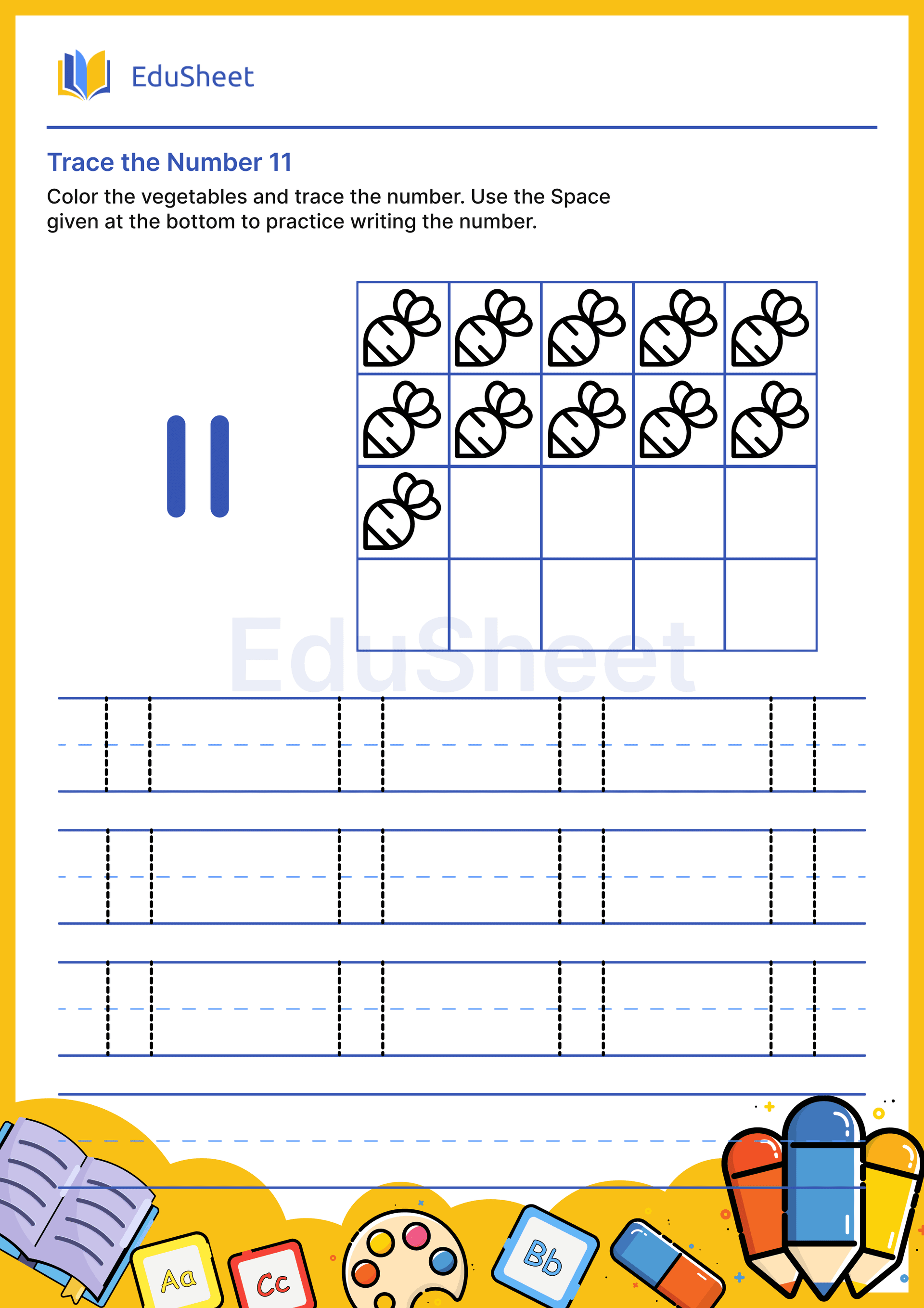 Trace the Number of vegetables 11 Trace the Number of vegetables 11