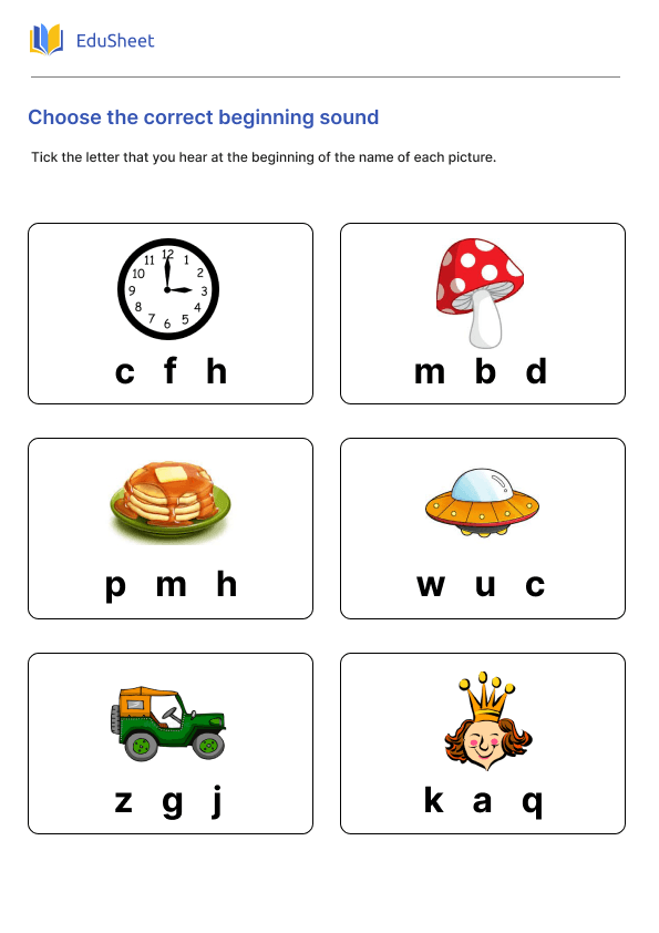 Choose the correct beginning sound Part 1 Choose the correct beginning sound Part 1