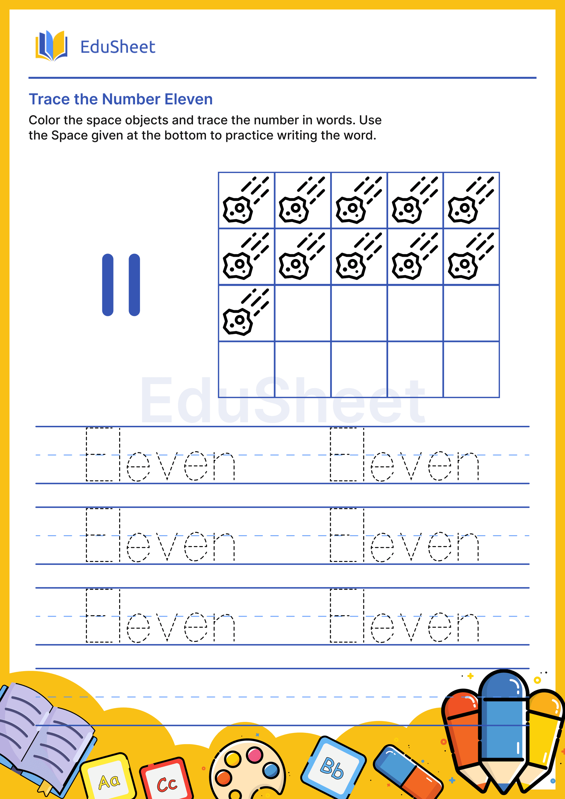 Trace space objects Numbers in Word "Eleven" Trace space objects Numbers in Word "Eleven"