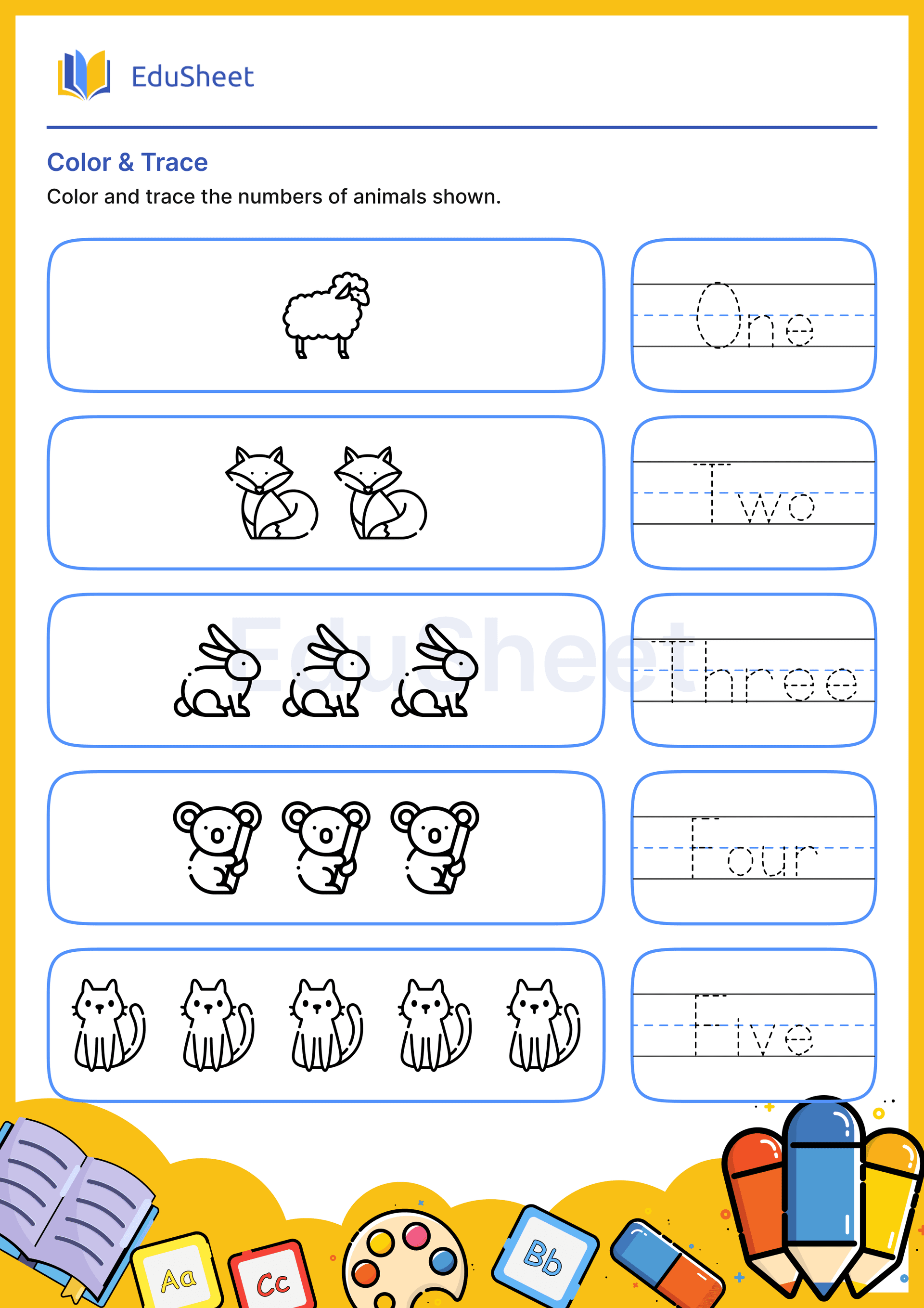 Color Animals and Trace Words 8 Color Animals and Trace Words 8
