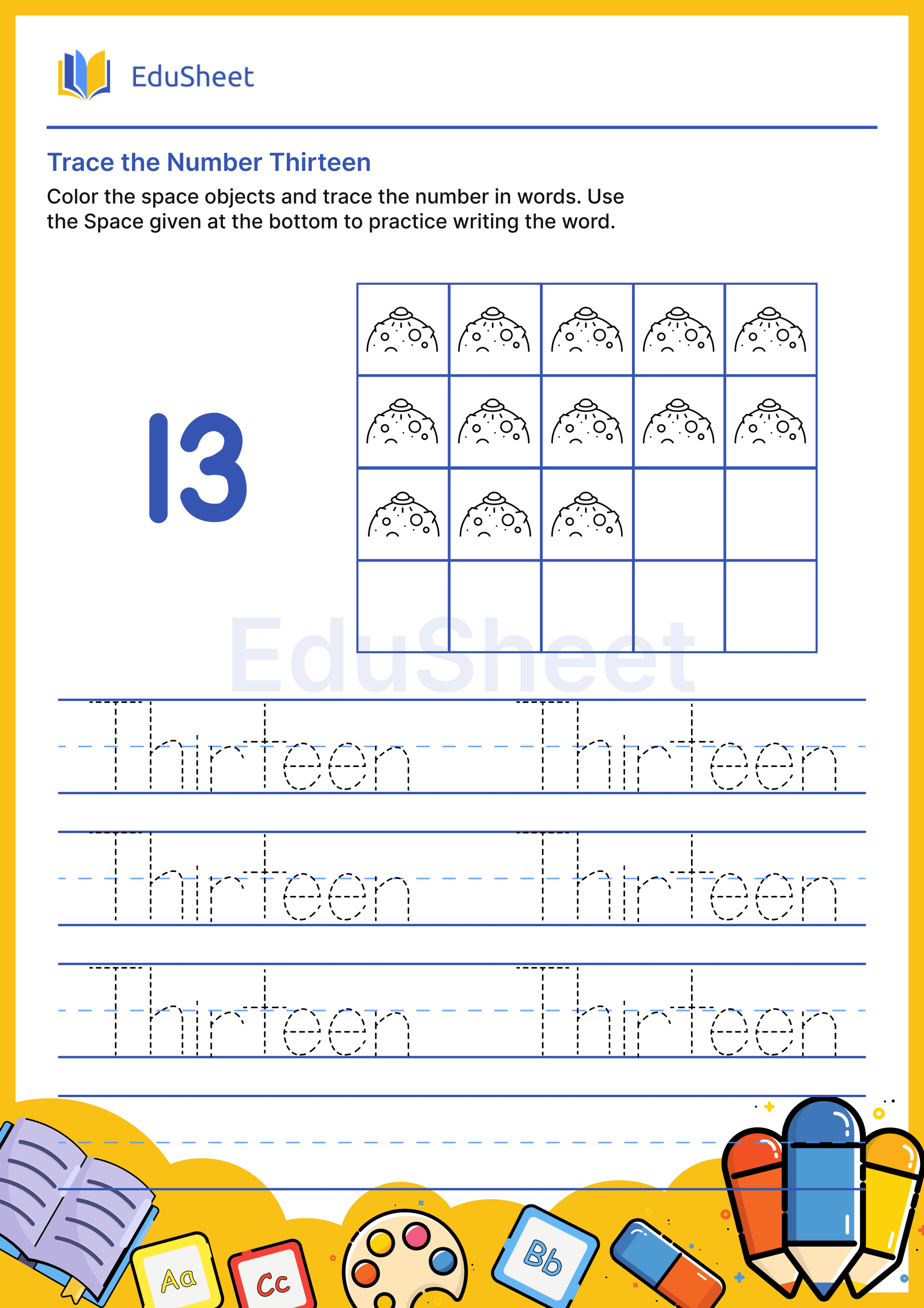 Trace space objects Numbers in Word "Thirteen" Trace space objects Numbers in Word "Thirteen"