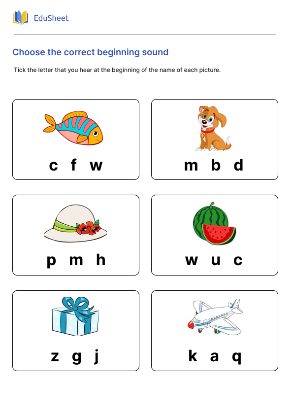 Choose the correct beginning sound Part 2 Choose the correct beginning sound Part 2