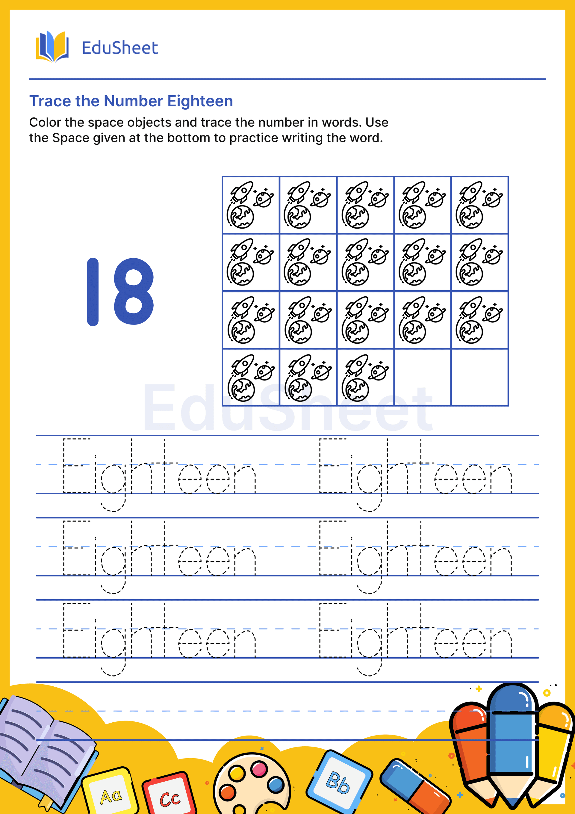 Trace space objects Numbers in Word "Eighteen" Trace space objects Numbers in Word "Eighteen"