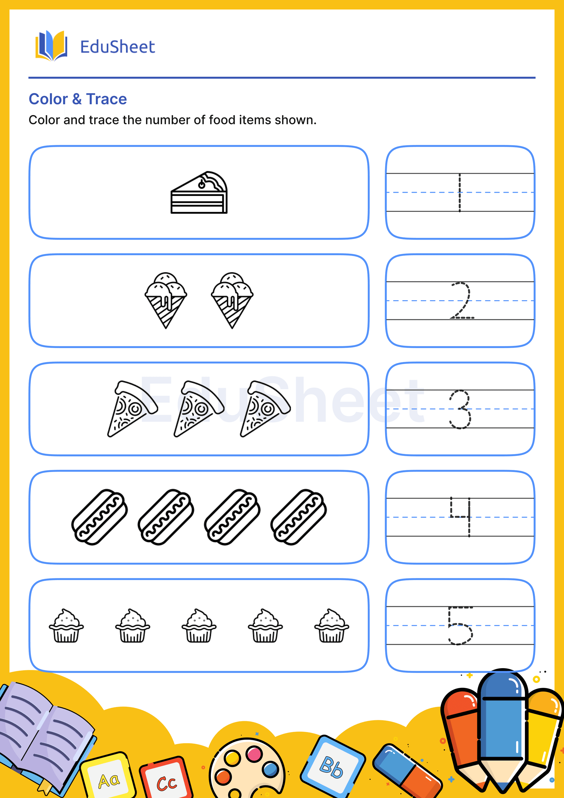 Color Food Items and Trace Numbers 13 Color Food Items and Trace Numbers 13