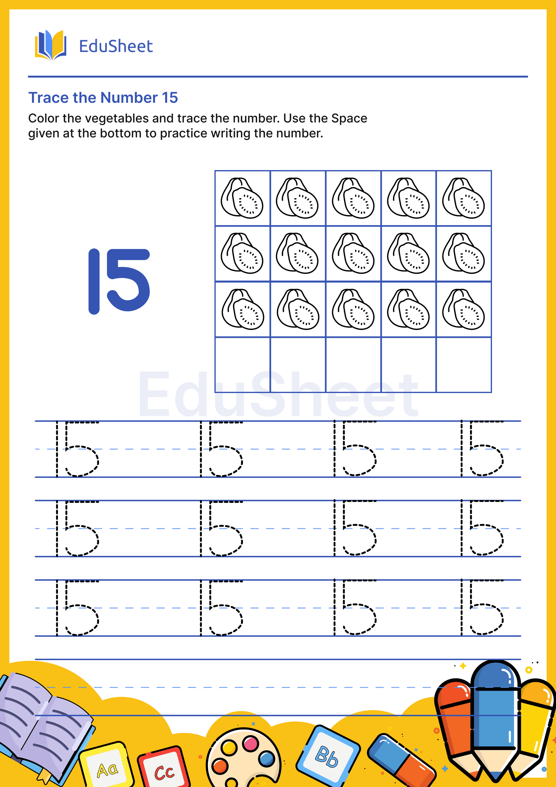 Trace the Number of vegetables 15 Trace the Number of vegetables 15