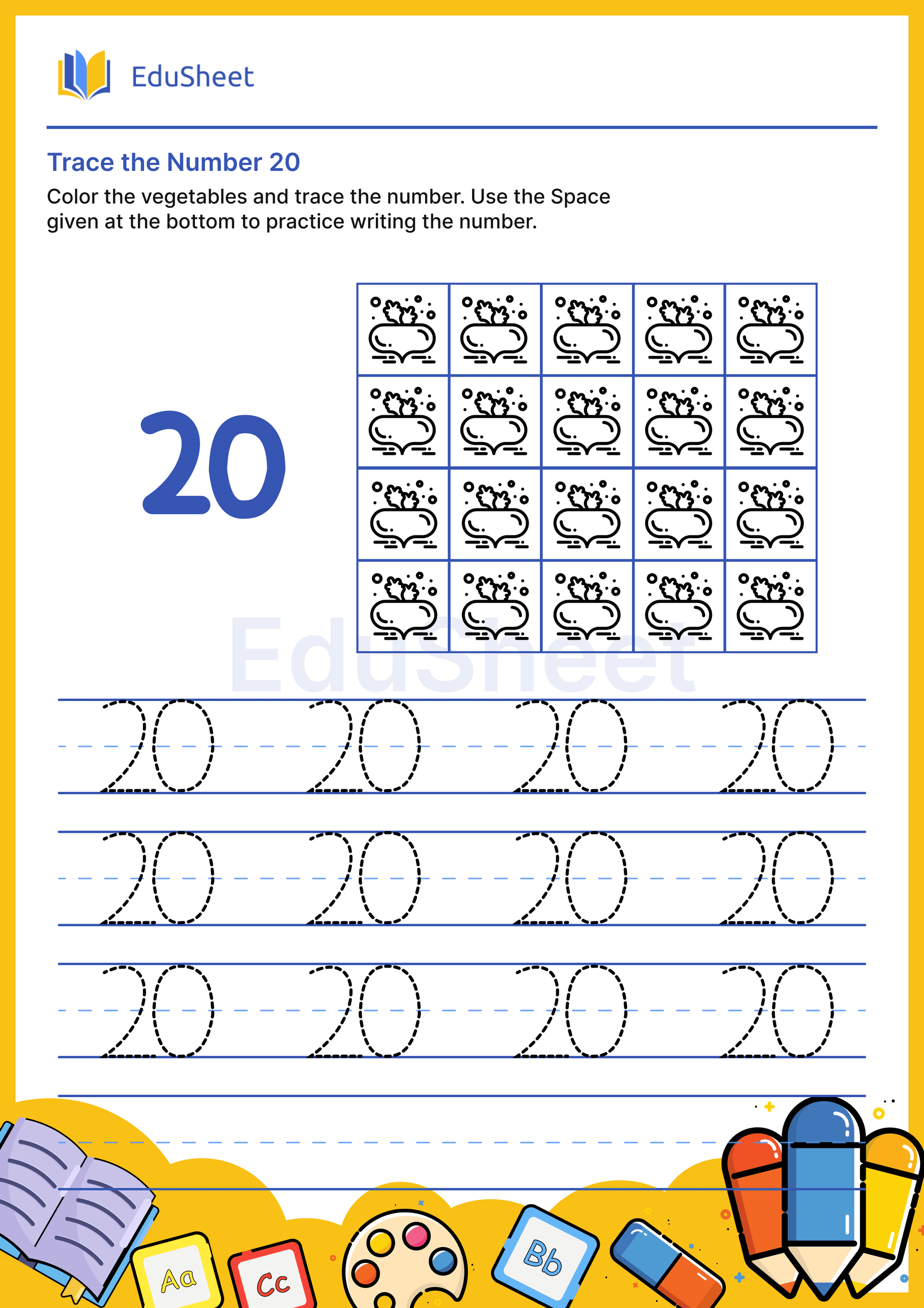 Trace the Number of vegetables 20 Trace the Number of vegetables 20