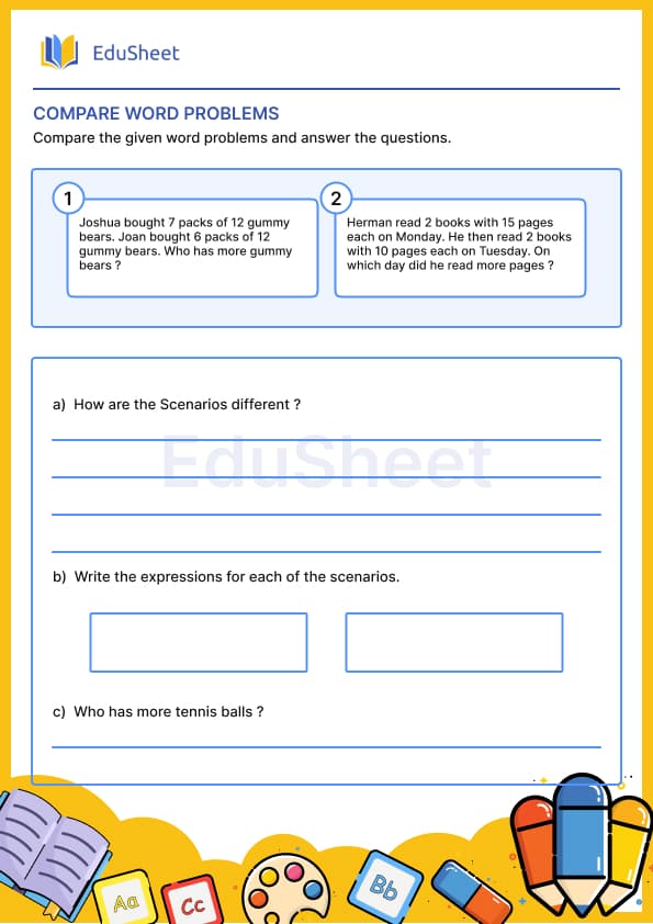 Compare word problems Compare word problems