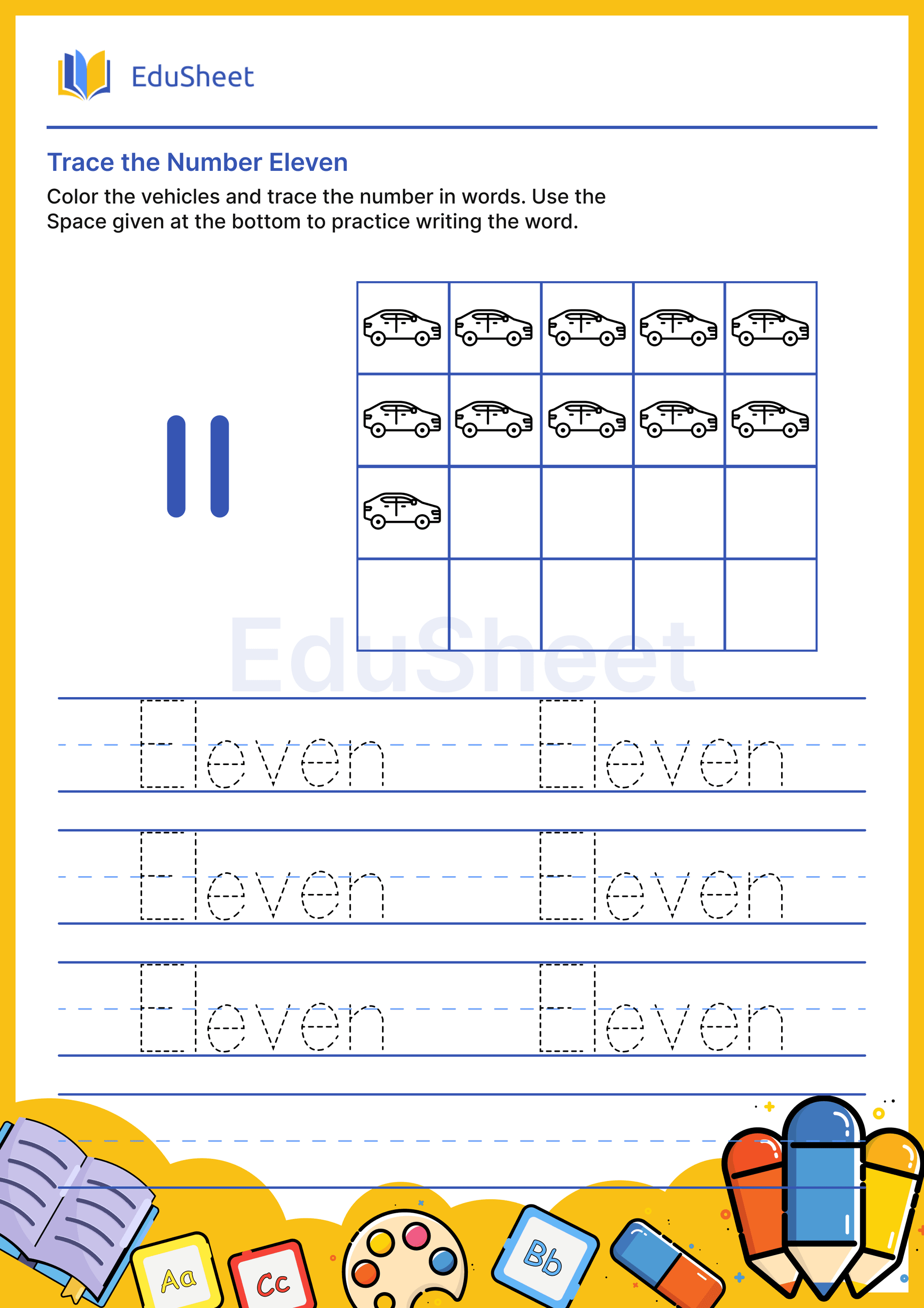Trace vehicles Numbers in Words "Eleven" Trace vehicles Numbers in Words "Eleven"