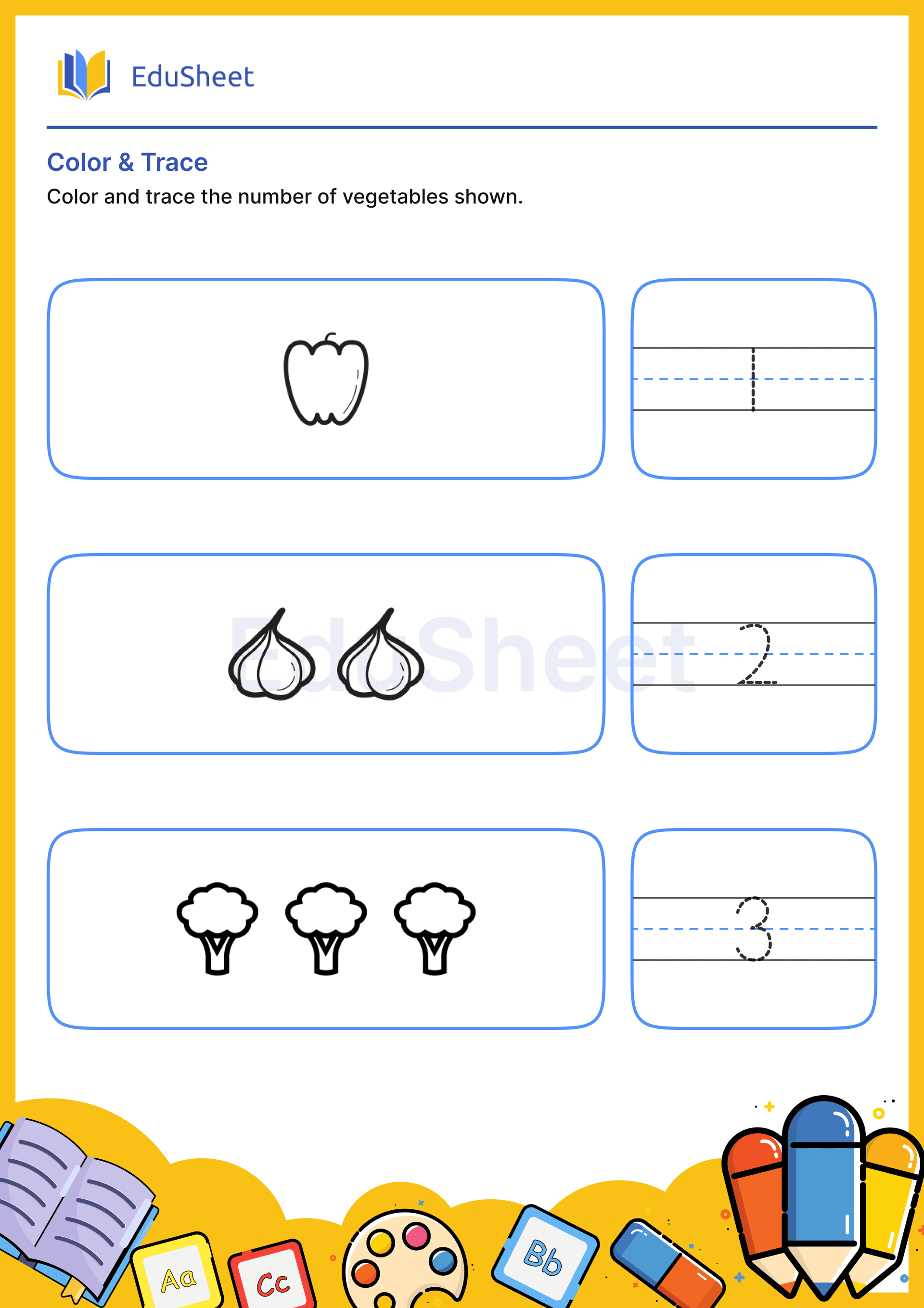 Color Vegetables and Trace Numbers 3 Color Vegetables and Trace Numbers 3