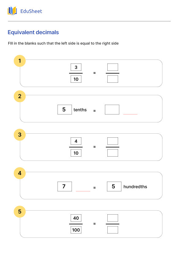 Equivalent decimals Part 2 Equivalent decimals Part 2