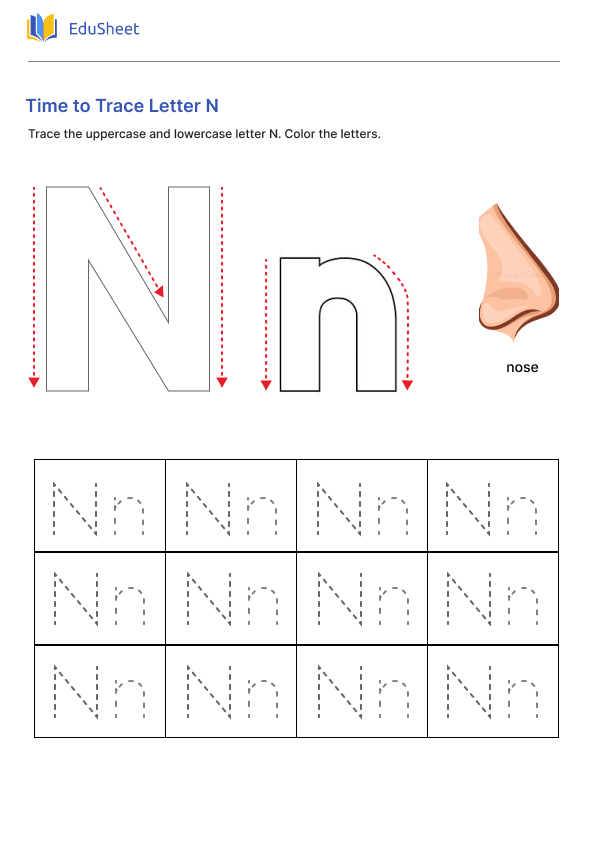 Time to Trace Letter N Time to Trace Letter N