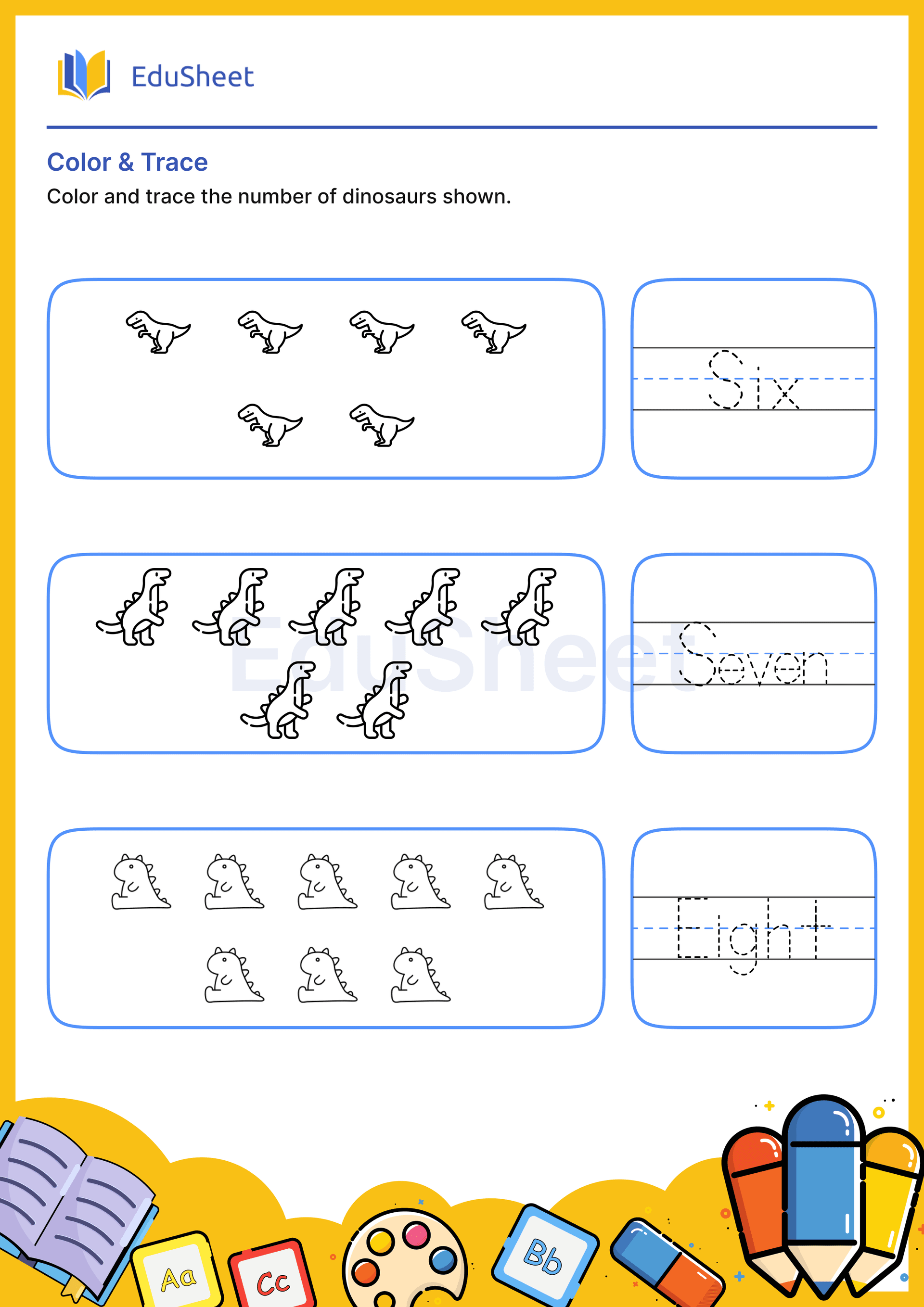 Color Dinosaurs and Trace Words 13 Color Dinosaurs and Trace Words 13