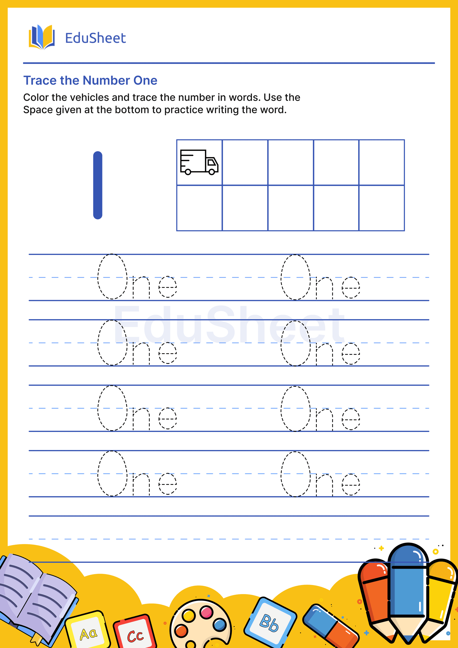 Trace vehicles Numbers in Words "One" Trace vehicles Numbers in Words "One"