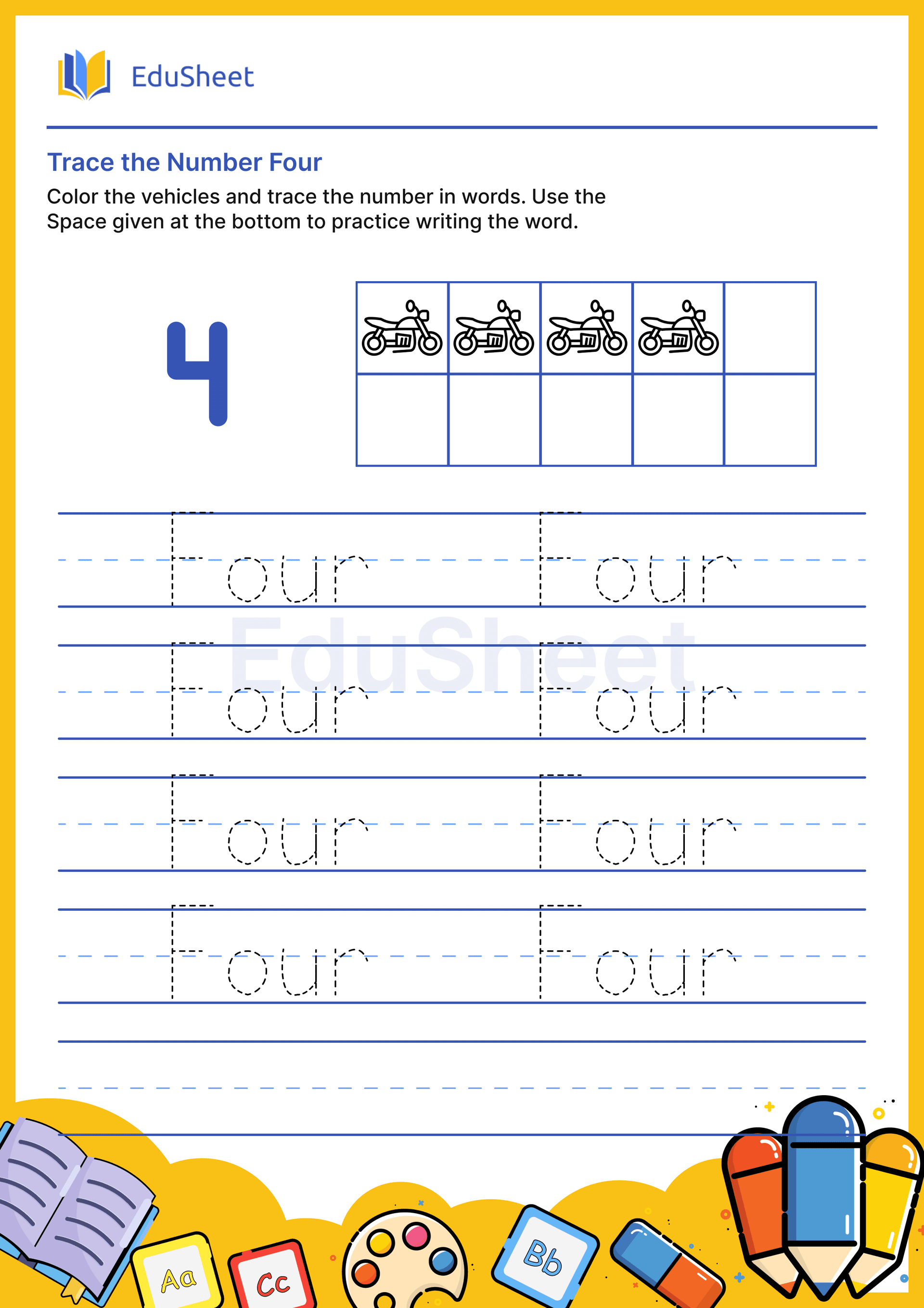 Trace vehicles Numbers in Words "Four" Trace vehicles Numbers in Words "Four"