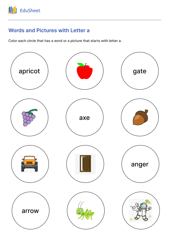 Words and Pictures with Letter a Part 1 Words and Pictures with Letter a Part 1