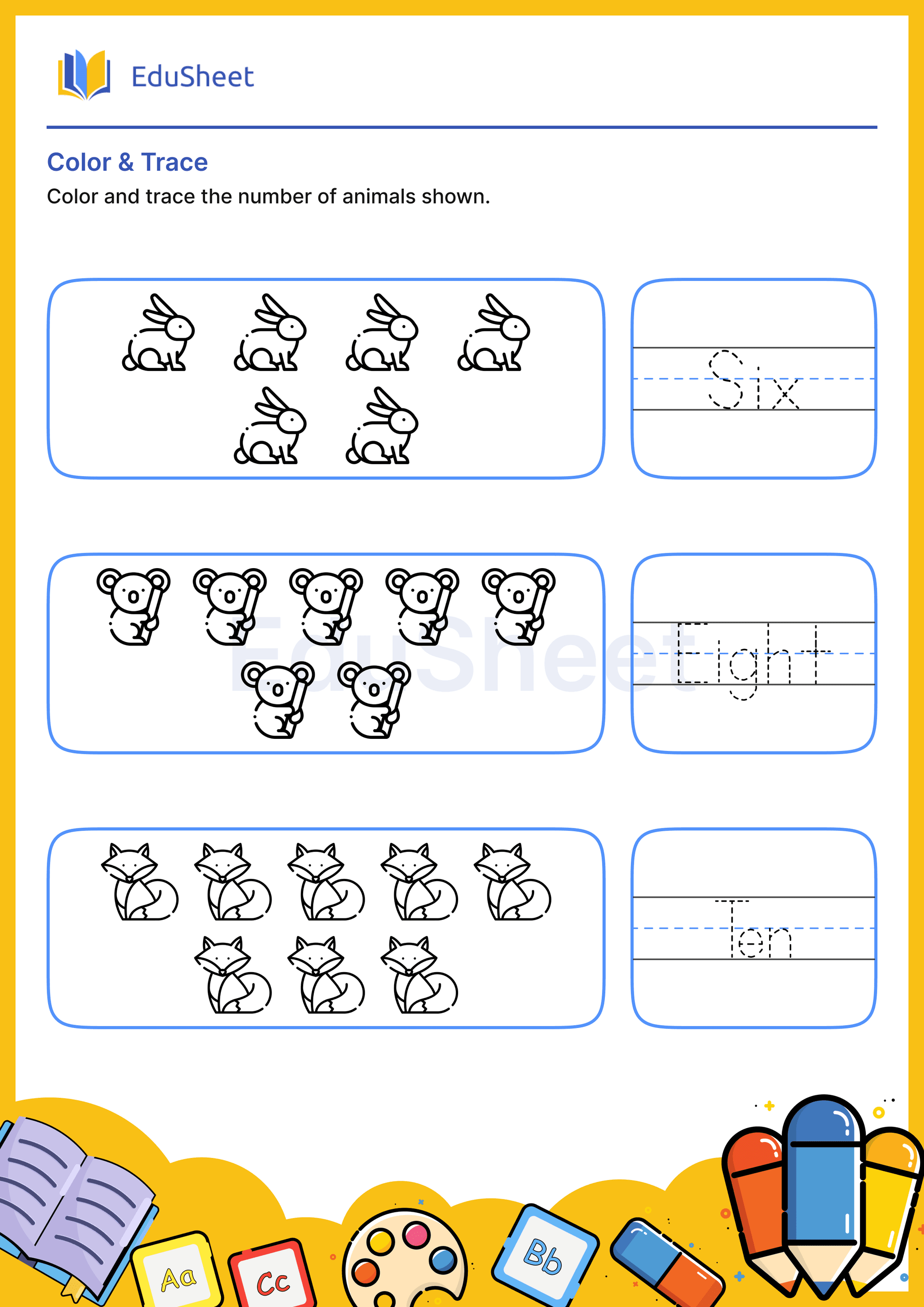 Color Animals and Trace Words 16 Color Animals and Trace Words 16