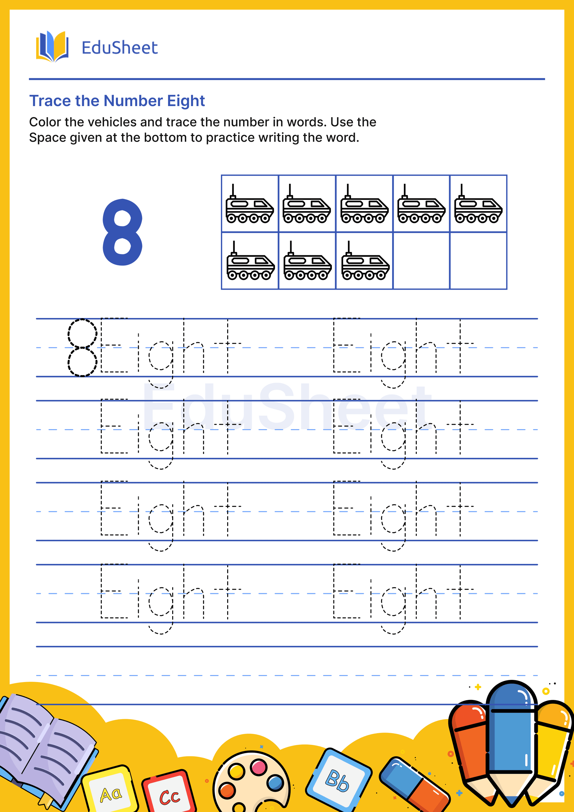 Trace vehicles Numbers in Words "Eight" Trace vehicles Numbers in Words "Eight"