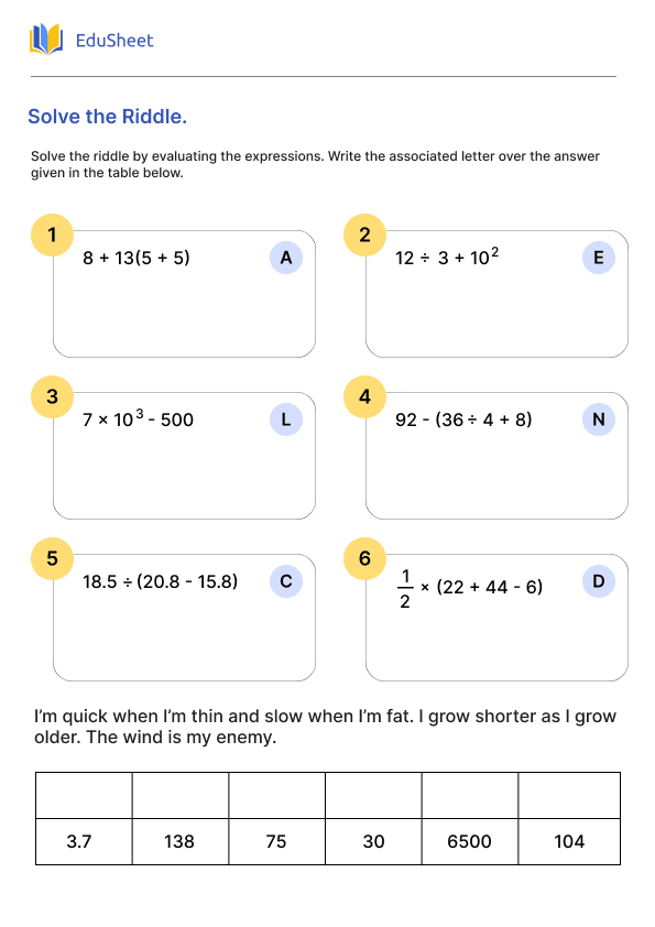 Solve the Riddle Part 6 Solve the Riddle Part 6