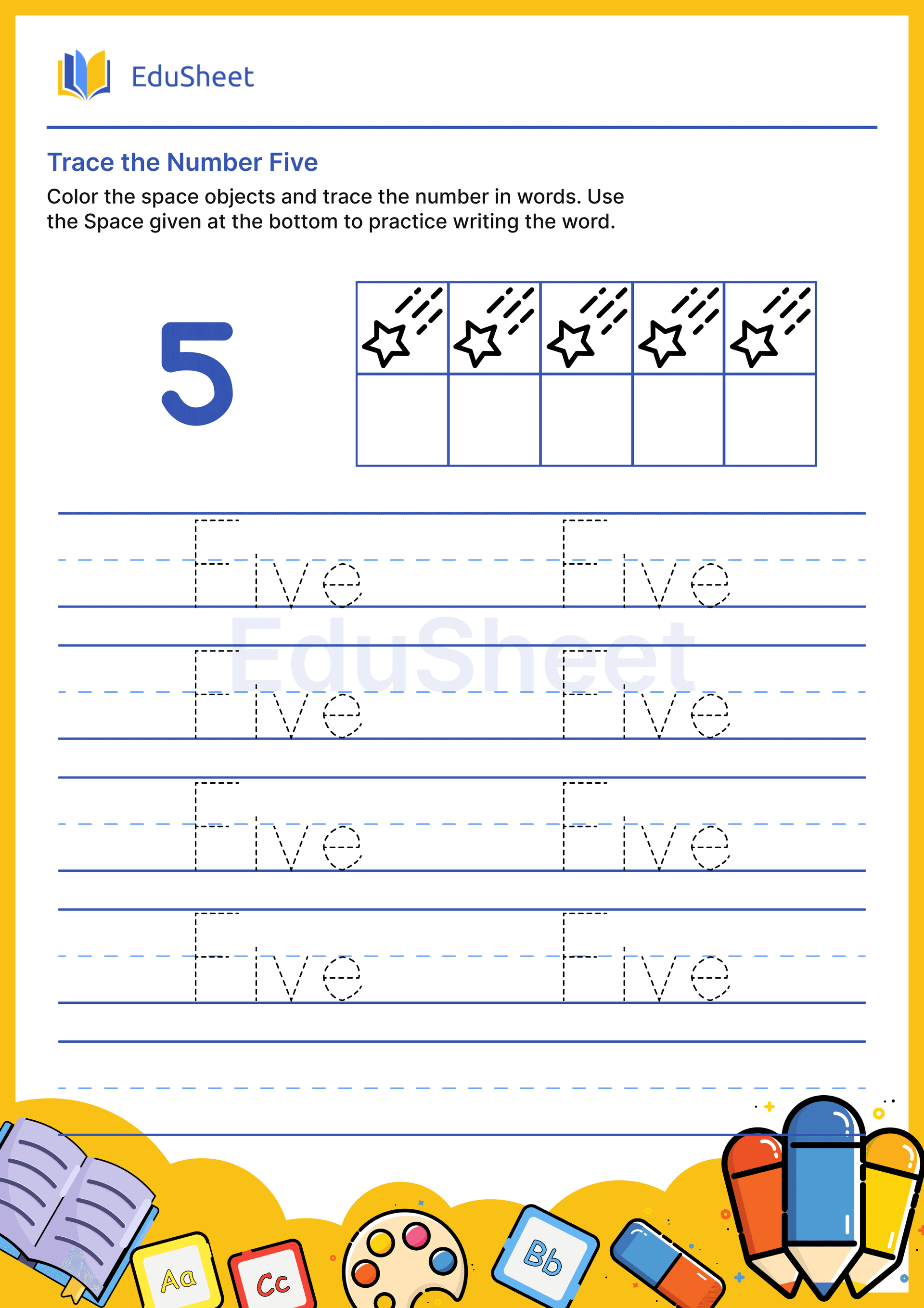 Trace space objects Numbers in Word "Five" Trace space objects Numbers in Word "Five"