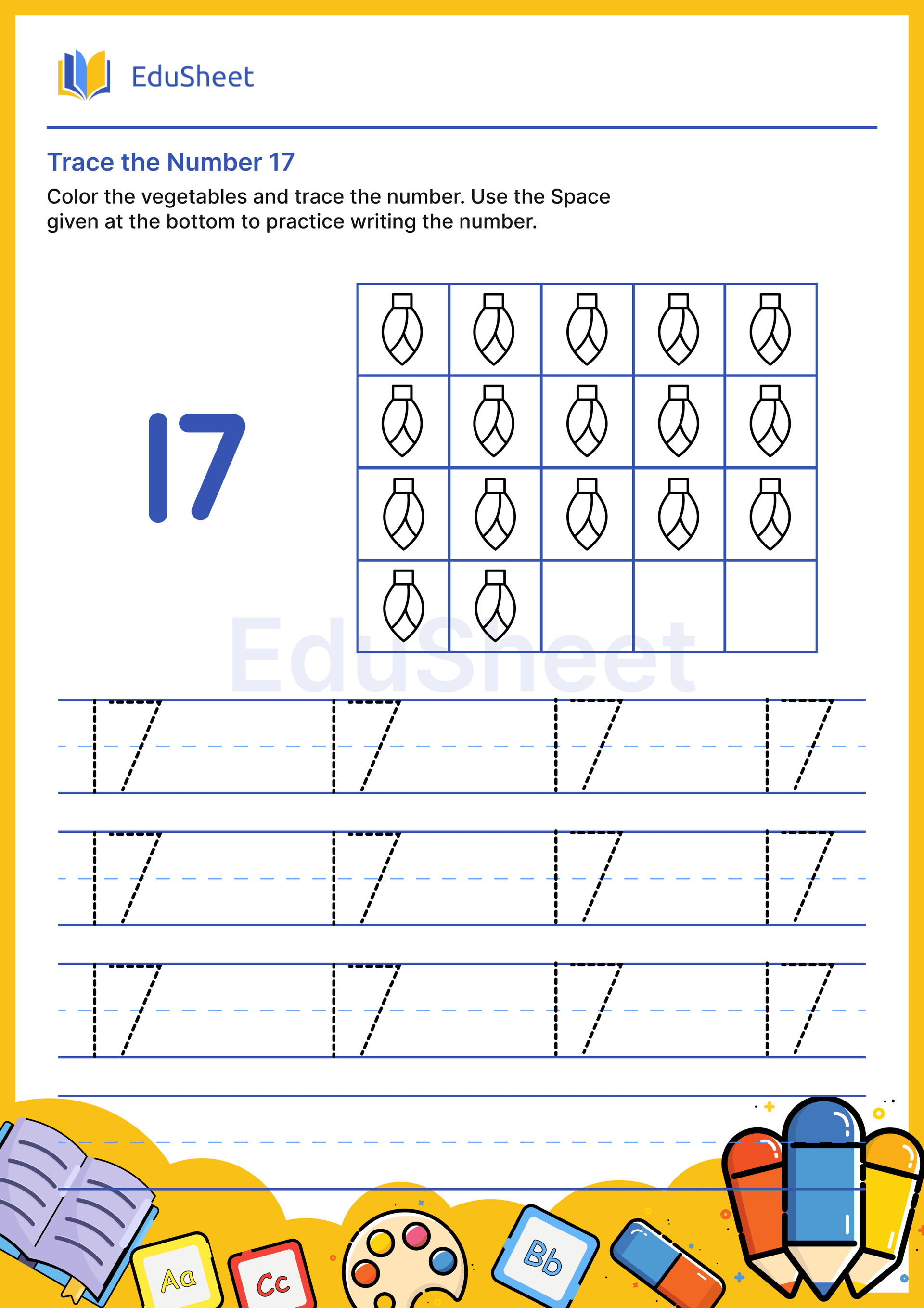 Trace the Number of vegetables 17 Trace the Number of vegetables 17