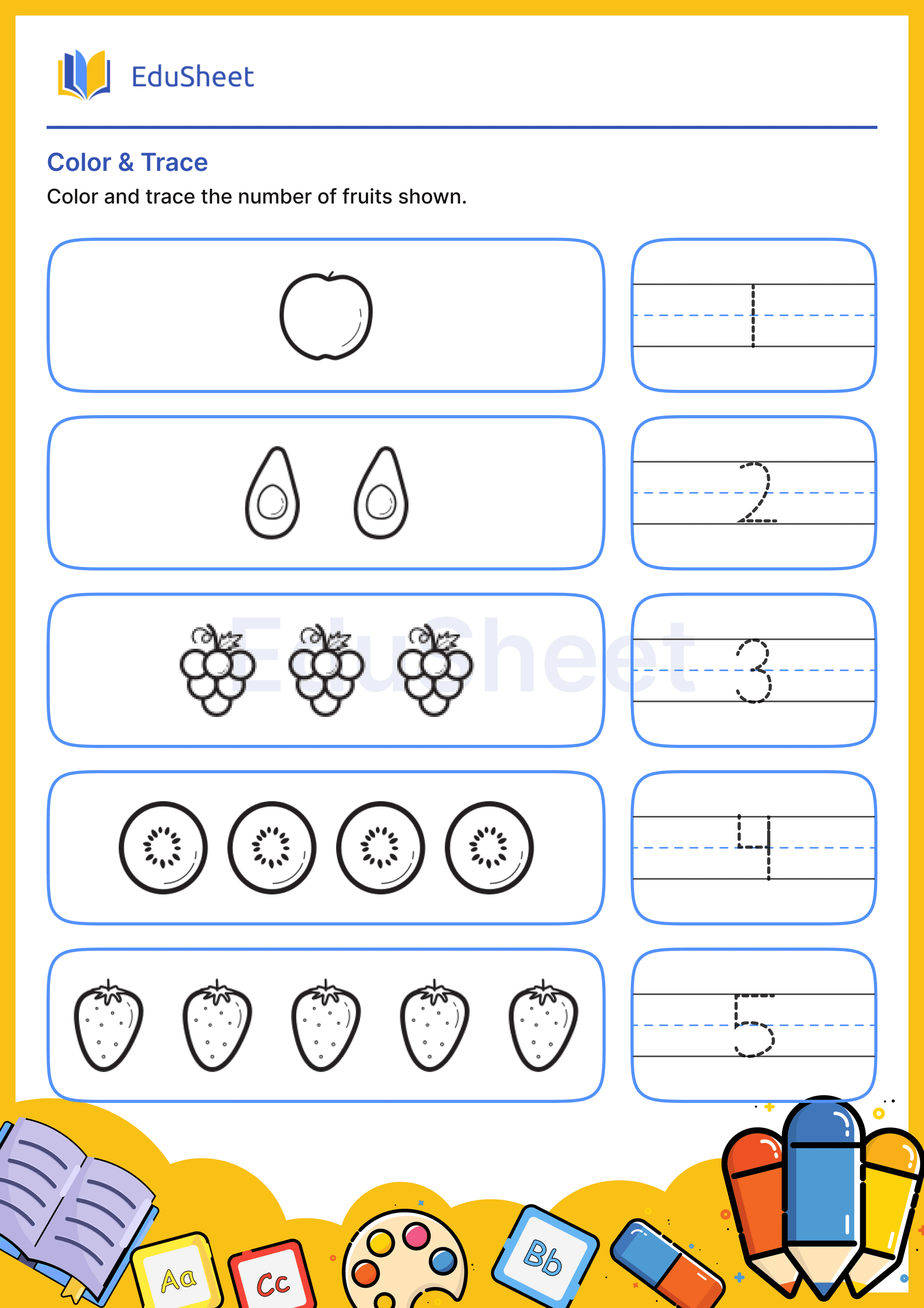 Color Fruits and Trace Numbers 11 Color Fruits and Trace Numbers 11