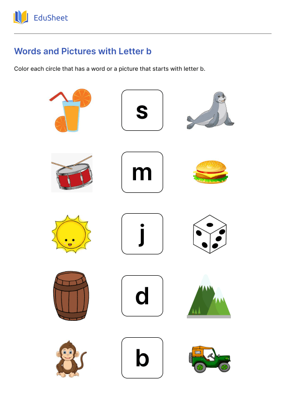 Words and Pictures with Letter b Words and Pictures with Letter b