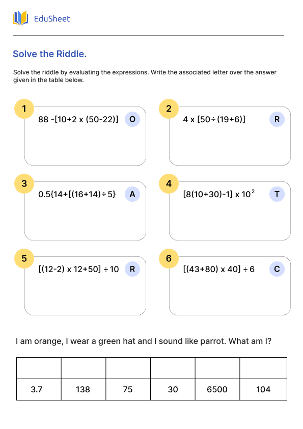 Solve the Riddle Part 4 Solve the Riddle Part 4