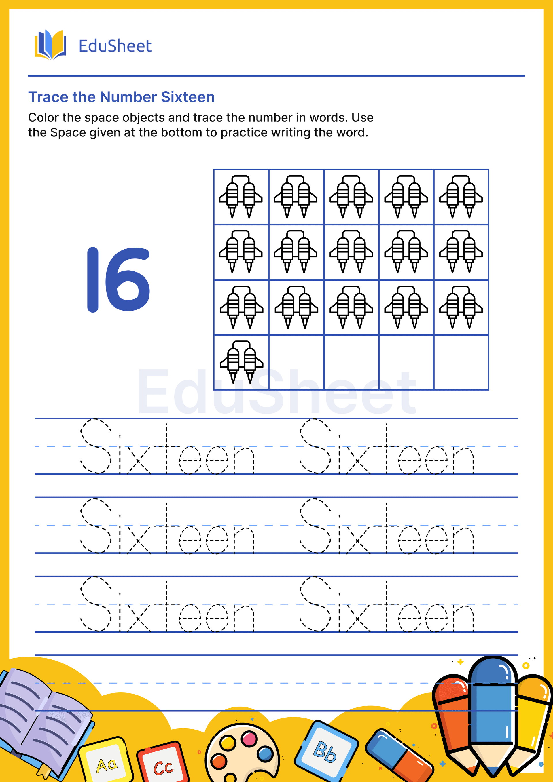 Trace space objects Numbers in Word "Sixteen" Trace space objects Numbers in Word "Sixteen"